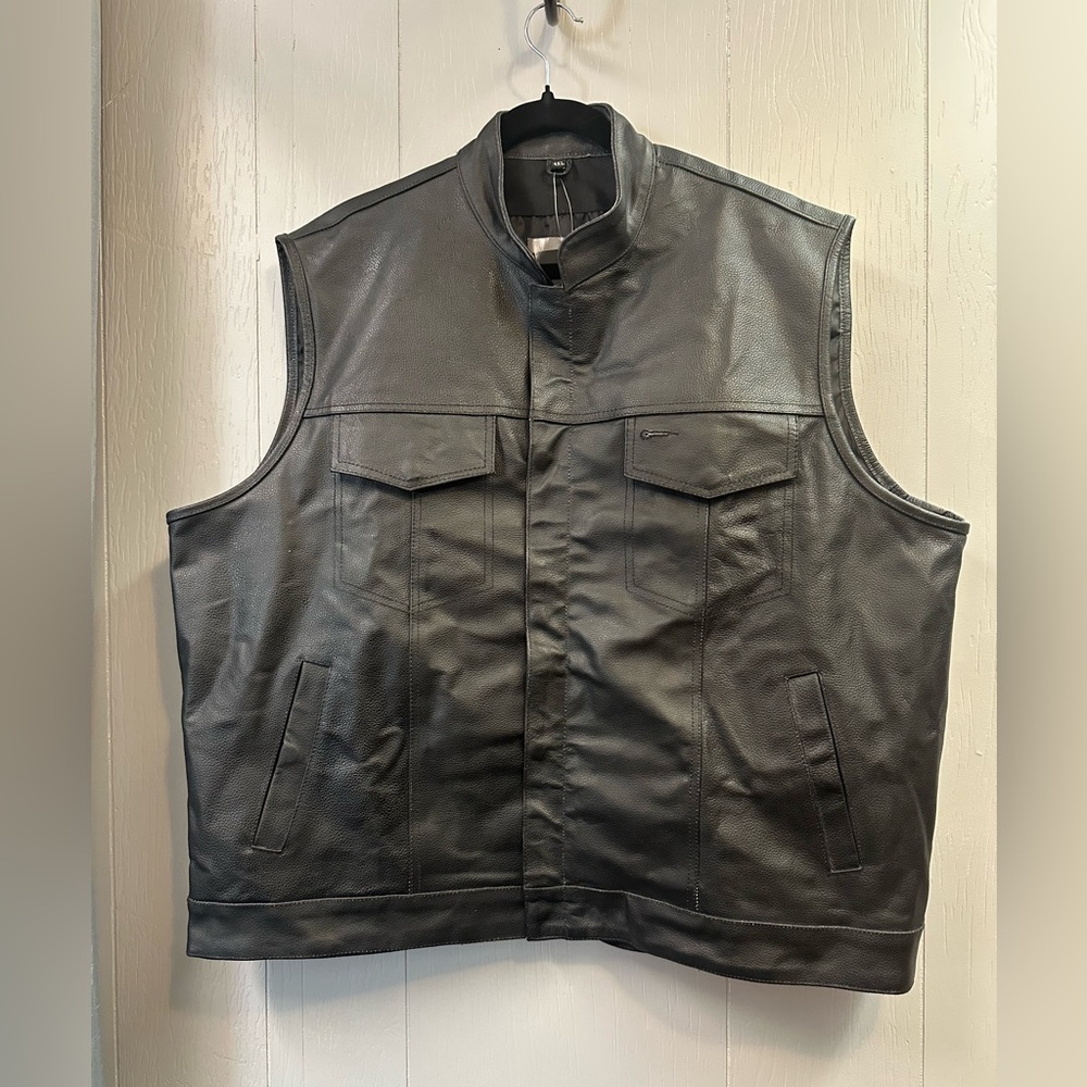 Men's Black Leather Vest